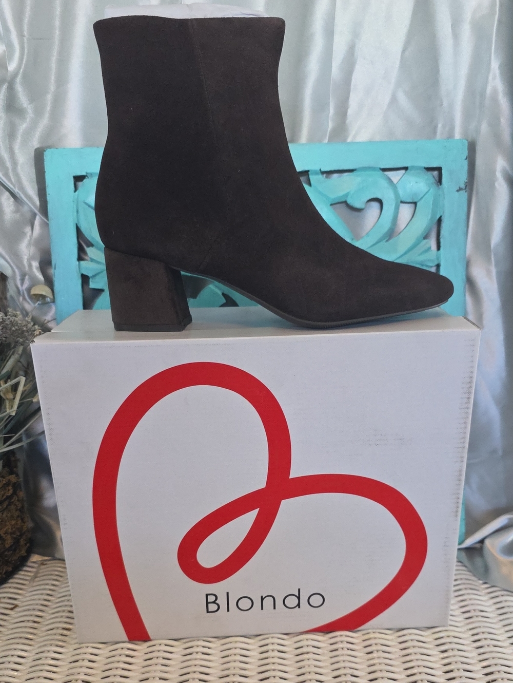 Blondo Dark Brown Suede Block Heel Ankle Boots